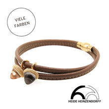 Lade das Bild in den Galerie-Viewer, H. HEINZENDORFF Lederarmband zwei kleine Eicheln H1459