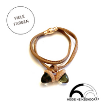 Lade das Bild in den Galerie-Viewer, H. HEINZENDORFF Lederarmband zwei mittlere Eicheln