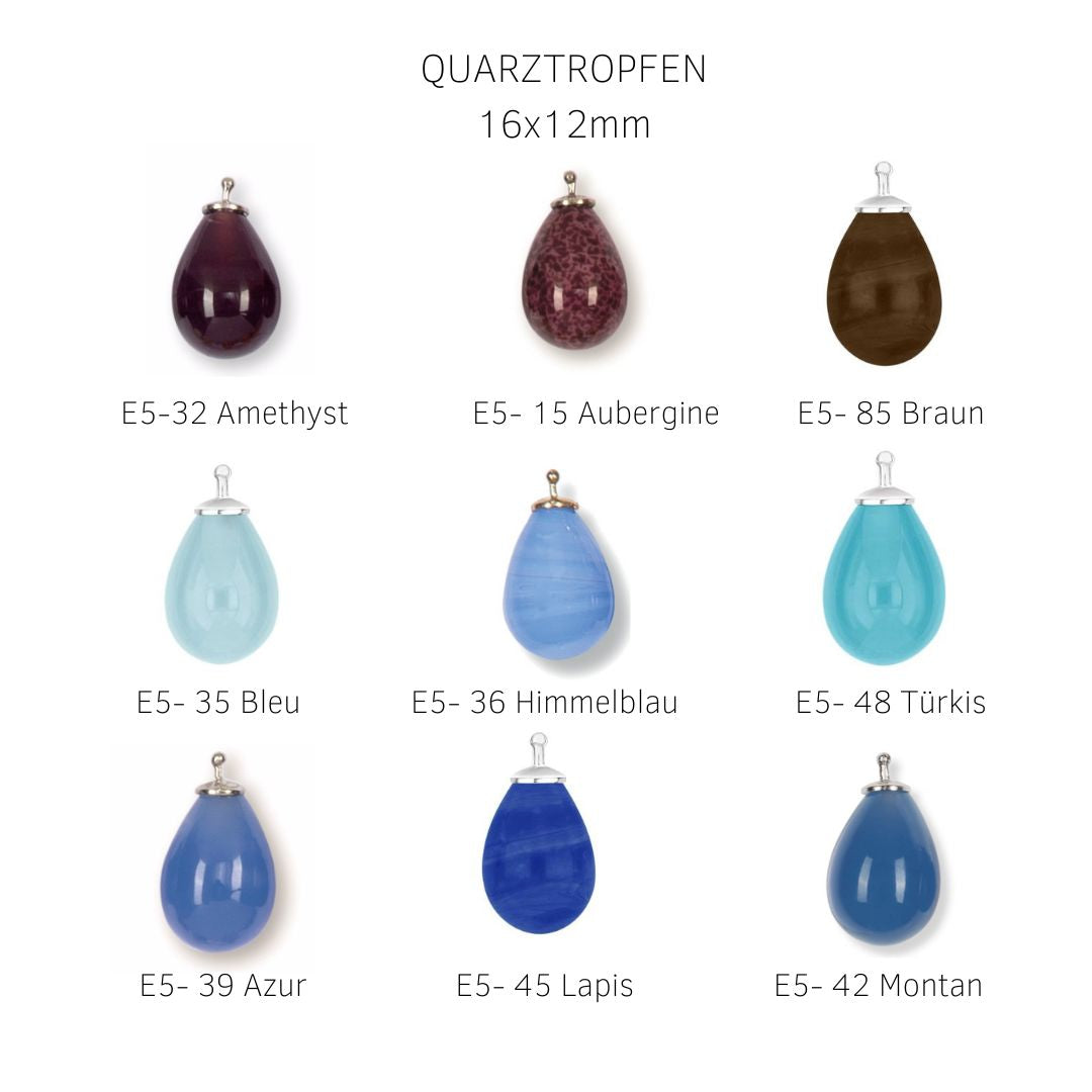 Heide Heinzendorff - Coppia Pendenti A Goccia In Vetro Quarzo Turchese - 12x16mm - Per Orecchini In Argento 925 Placcato Oro Rosa - 4