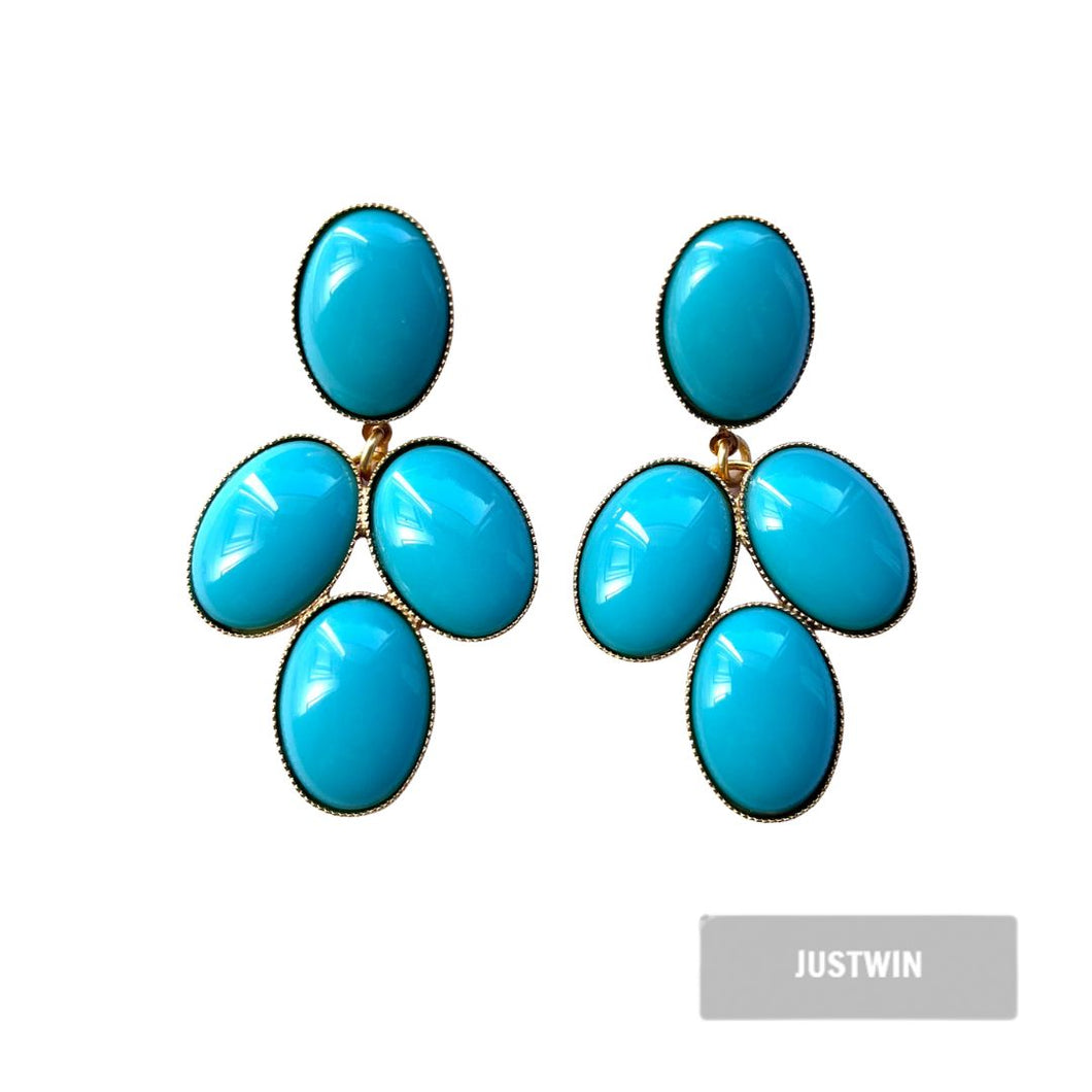 JUSTWIN Cluster Oval Cabouchon türkis