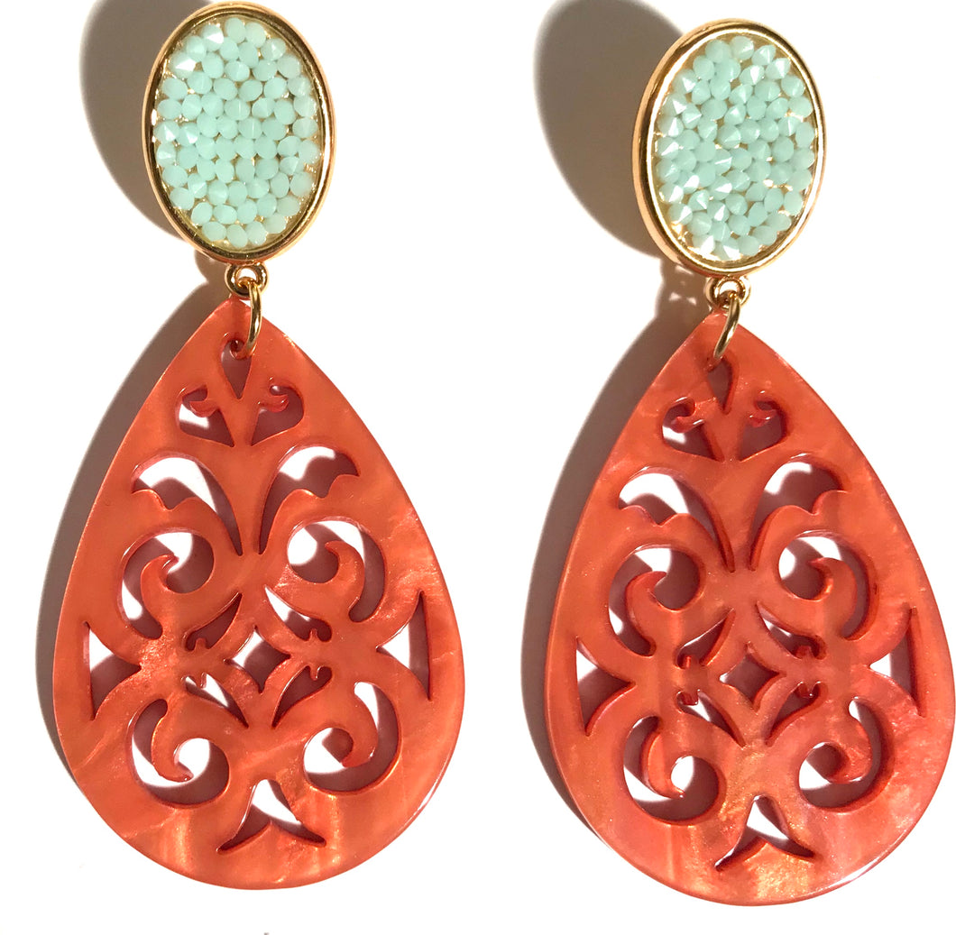 JUSTWIN Laser Cut Tropfen orange-mint