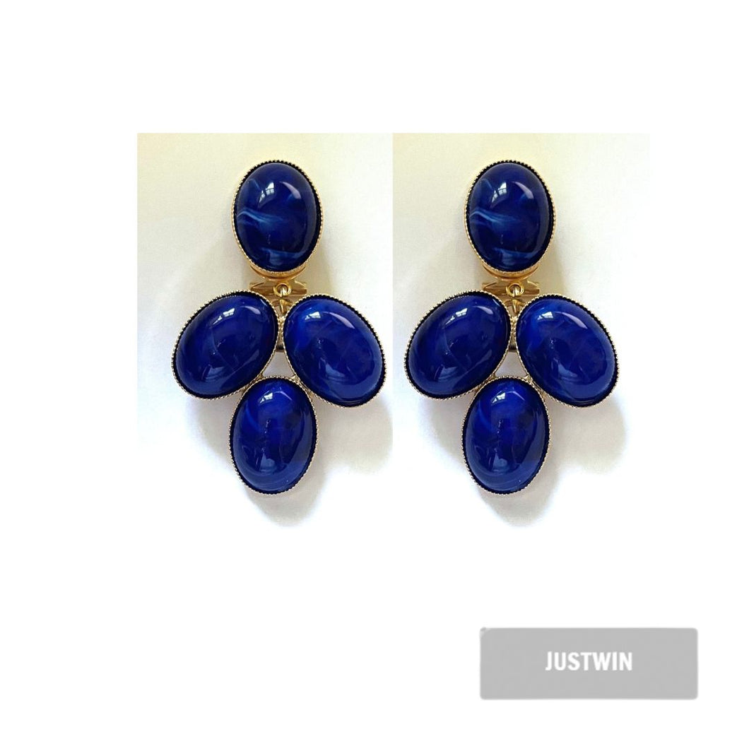 JUSTWIN Cluster Oval Cabouchon royalblau