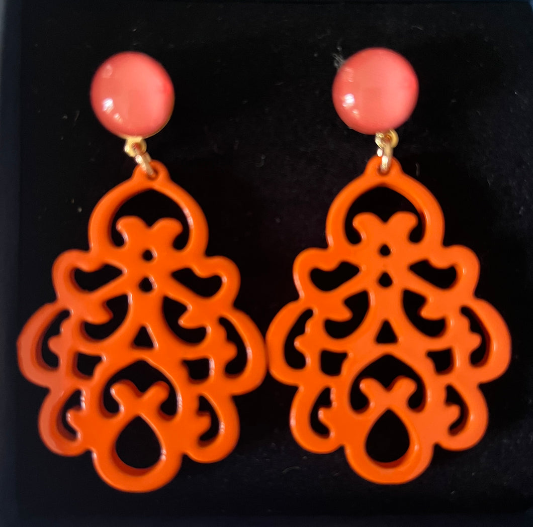 Hornohrringe -4- Laser Cut orange