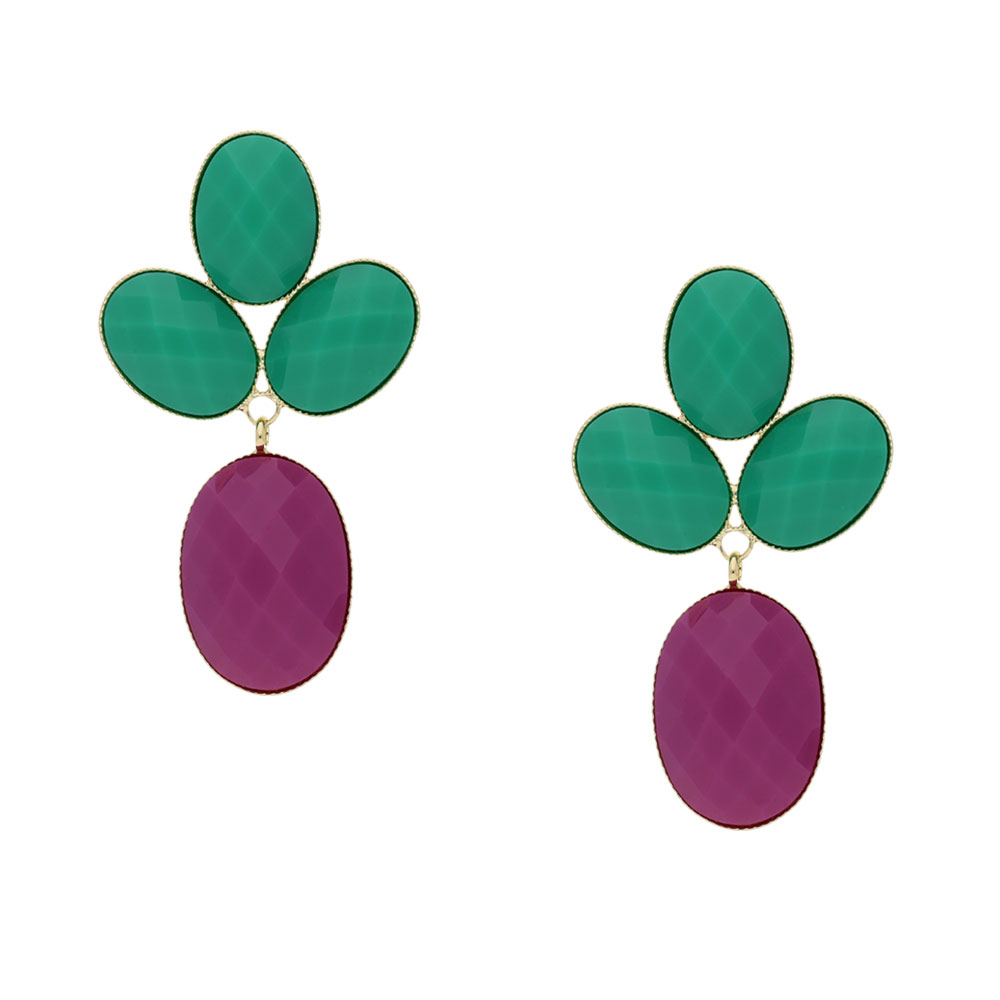 Flora Ohrstecker grün-fuchsia