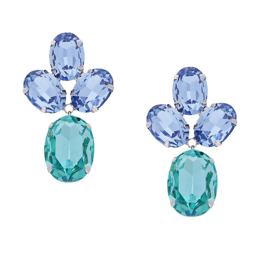 Flora Ohrstecker Crystal türkis-bleu
