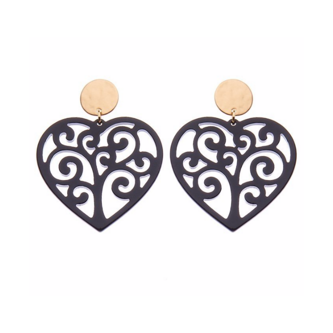 Ohrstecker Lasercut Herz Schwarz
