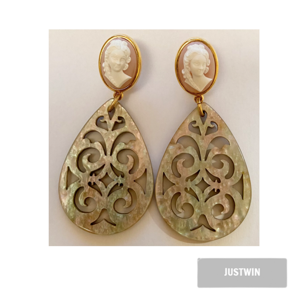 JUSTWIN Laser Cut Tropfen Perlmutt Beige
