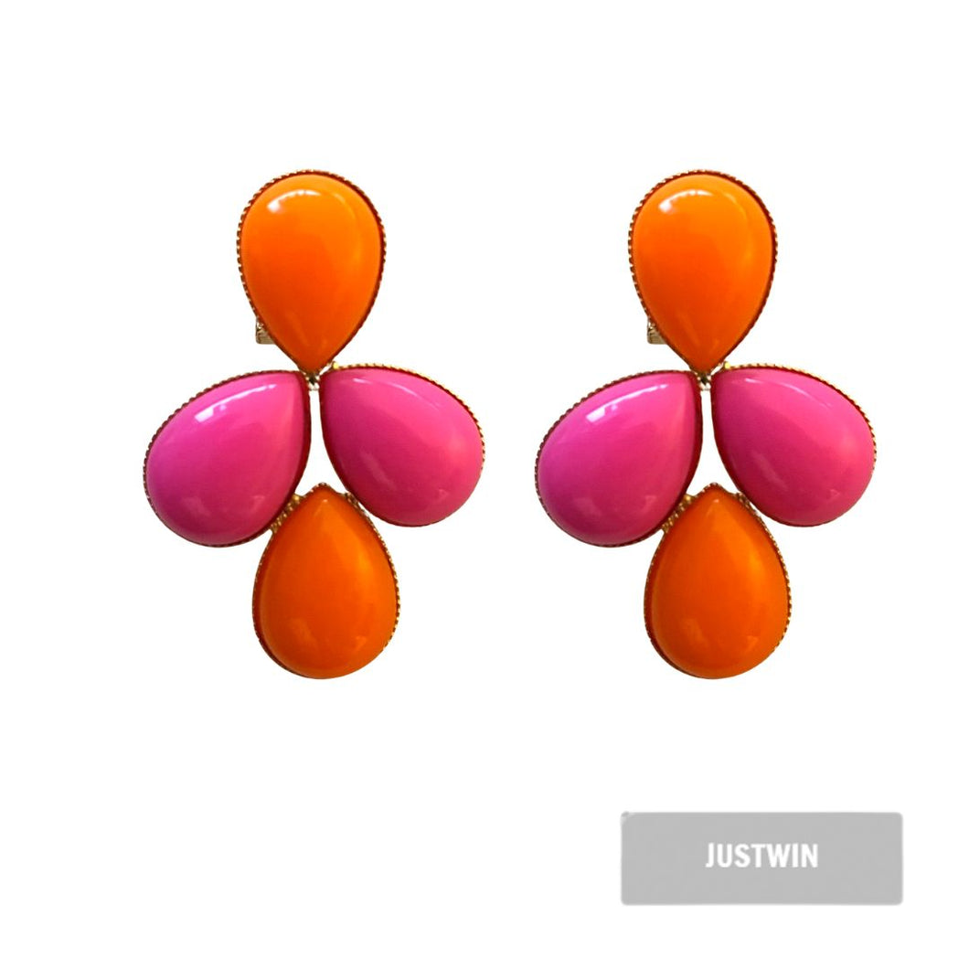 JUSTWIN Cluster Oval Cabouchon pink-orange