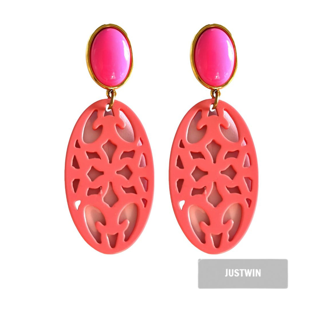 JUSTWIN Laser Cut Oval Pink Koralle